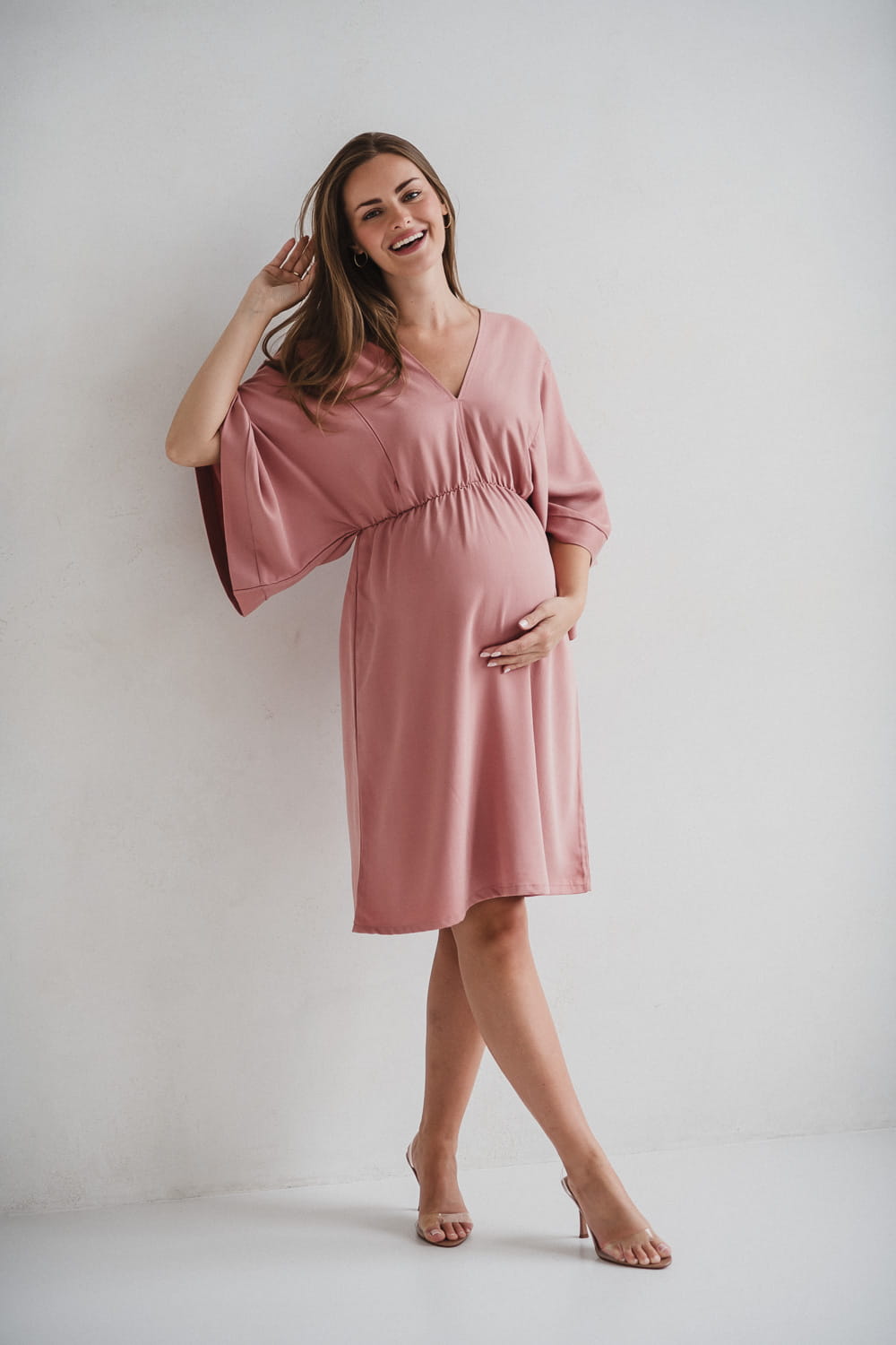 Elegancka sukienka ciążowa Mama Zen z tencelu Herbal Rose